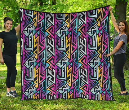 Colorful Geometric Tribal Pattern Print Quilt