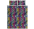Colorful Geometric Tribal Pattern Print Quilt Bed Set