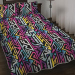 Colorful Geometric Tribal Pattern Print Quilt Bed Set