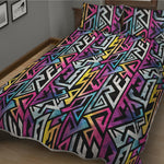 Colorful Geometric Tribal Pattern Print Quilt Bed Set