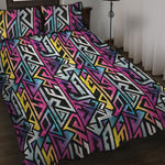 Colorful Geometric Tribal Pattern Print Quilt Bed Set