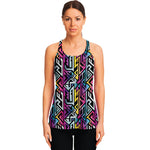 Colorful Geometric Tribal Pattern Print Women's Racerback Tank Top