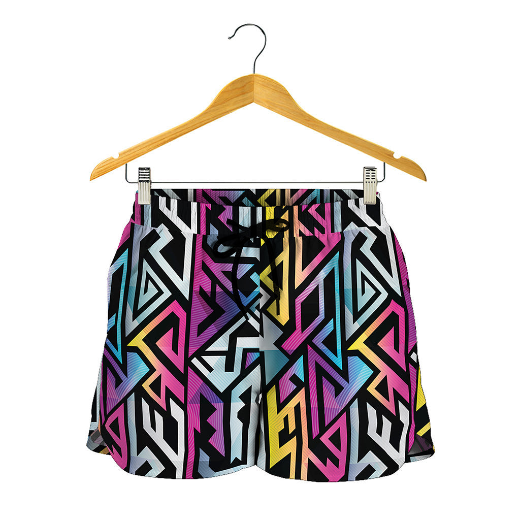 Colorful Geometric Tribal Pattern Print Women's Shorts
