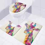 Colorful Giraffe Portrait Print 3 Piece Bath Mat Set