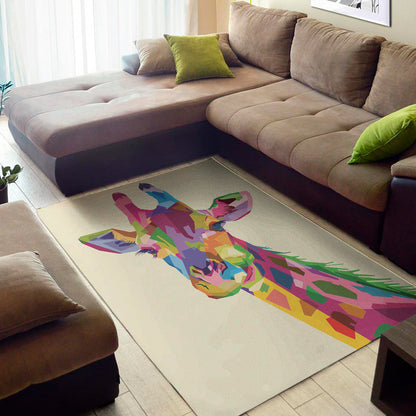 Colorful Giraffe Portrait Print Area Rug