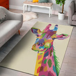 Colorful Giraffe Portrait Print Area Rug