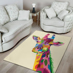 Colorful Giraffe Portrait Print Area Rug