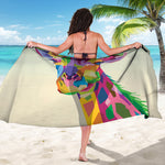 Colorful Giraffe Portrait Print Beach Sarong Wrap