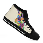 Colorful Giraffe Portrait Print Black High Top Shoes