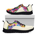 Colorful Giraffe Portrait Print Black Running Shoes