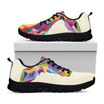 Colorful Giraffe Portrait Print Black Sneakers