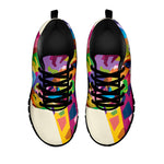 Colorful Giraffe Portrait Print Black Sneakers