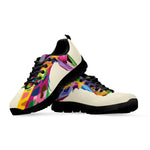 Colorful Giraffe Portrait Print Black Sneakers