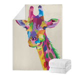 Colorful Giraffe Portrait Print Blanket
