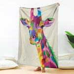 Colorful Giraffe Portrait Print Blanket