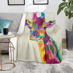 Colorful Giraffe Portrait Print Blanket