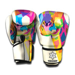 Colorful Giraffe Portrait Print Boxing Gloves