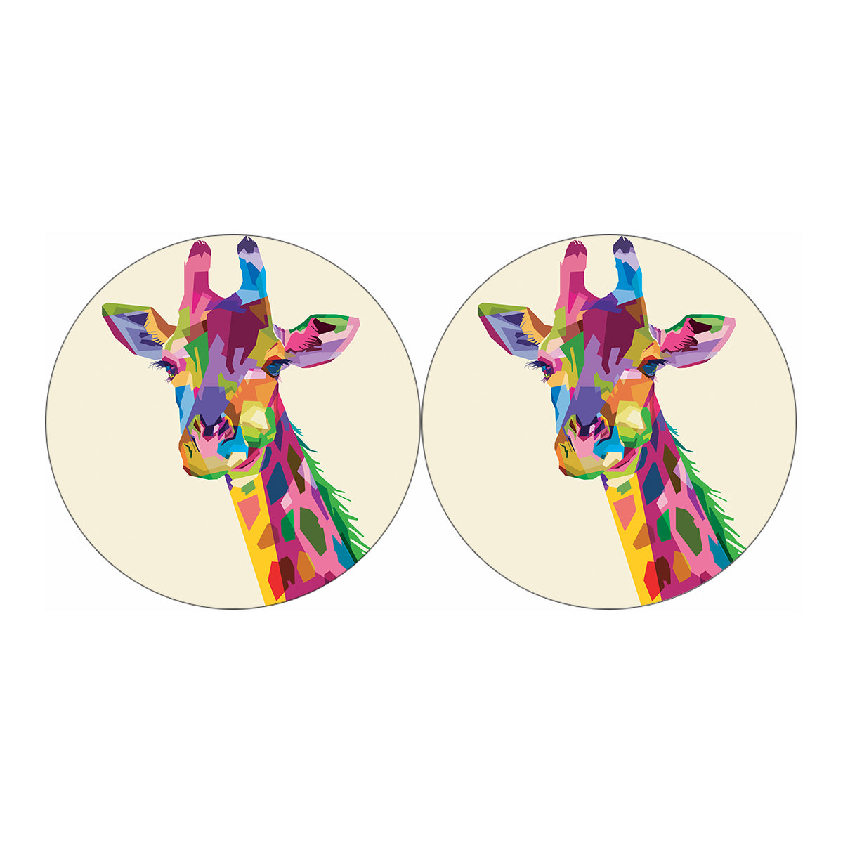 Colorful Giraffe Portrait Print Car Coasters