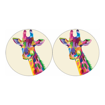 Colorful Giraffe Portrait Print Car Coasters