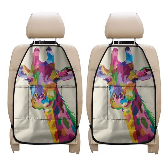 Colorful Giraffe Portrait Print Car Seat Organizers