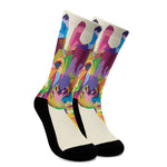 Colorful Giraffe Portrait Print Crew Socks