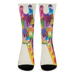 Colorful Giraffe Portrait Print Crew Socks
