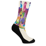 Colorful Giraffe Portrait Print Crew Socks