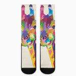 Colorful Giraffe Portrait Print Crew Socks