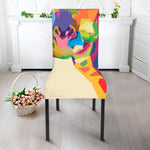 Colorful Giraffe Portrait Print Dining Chair Slipcover