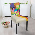 Colorful Giraffe Portrait Print Dining Chair Slipcover