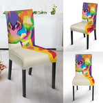 Colorful Giraffe Portrait Print Dining Chair Slipcover