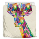 Colorful Giraffe Portrait Print Duvet Cover Bedding Set