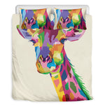 Colorful Giraffe Portrait Print Duvet Cover Bedding Set