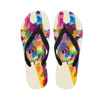 Colorful Giraffe Portrait Print Flip Flops