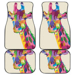 Colorful Giraffe Portrait Print Front and Back Car Floor Mats