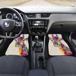 Colorful Giraffe Portrait Print Front and Back Car Floor Mats