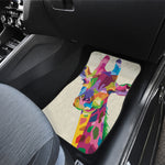 Colorful Giraffe Portrait Print Front and Back Car Floor Mats