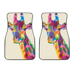 Colorful Giraffe Portrait Print Front Car Floor Mats