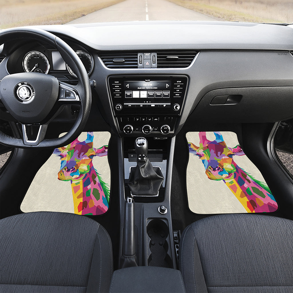 Colorful Giraffe Portrait Print Front Car Floor Mats