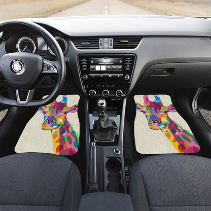 Colorful Giraffe Portrait Print Front Car Floor Mats