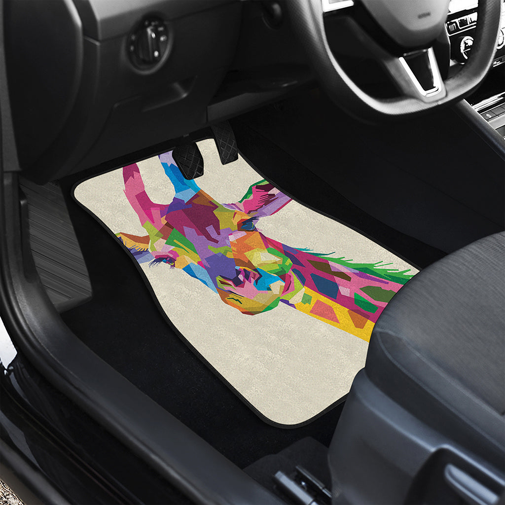 Colorful Giraffe Portrait Print Front Car Floor Mats