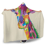 Colorful Giraffe Portrait Print Hooded Blanket