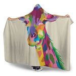 Colorful Giraffe Portrait Print Hooded Blanket