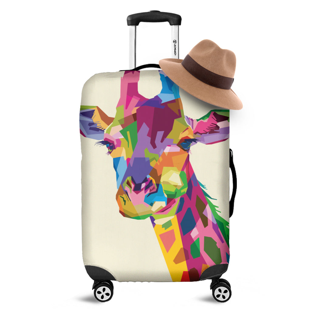Colorful Giraffe Portrait Print Luggage Cover