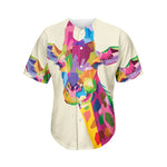 Colorful Giraffe Portrait Print Men's Baseball Jersey