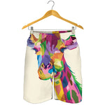 Colorful Giraffe Portrait Print Men's Shorts
