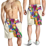 Colorful Giraffe Portrait Print Men's Shorts