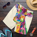 Colorful Giraffe Portrait Print Men's Shorts