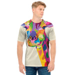 Colorful Giraffe Portrait Print Men's T-Shirt