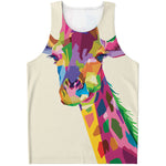 Colorful Giraffe Portrait Print Men's Tank Top